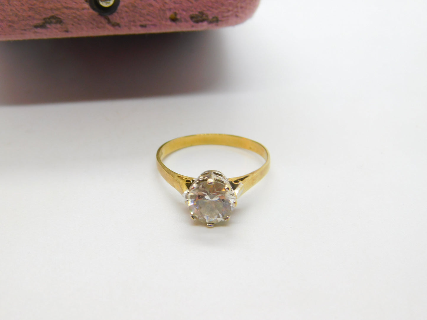 9ct Yellow Gold & Diamond Paste Solitaire Ring Vintage c1970 Sheffield