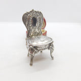 Edwardian Sterling Silver Miniature Doll's House Chair 1902 London Antique