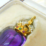 Victorian 18ct Gold Mounted Crown over Heart-Cut Amethyst Royal Pendant Antique c1880s