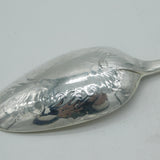 George II Sterling Silver Boar Crest Floral Serving Spoon Antique c1750 London