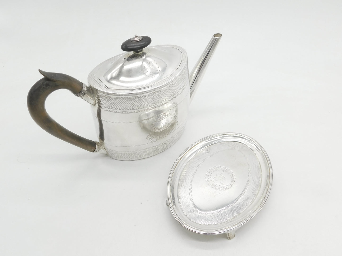 George III Sterling Silver Teapot & Stand Antique 1796 London Henry Chawner