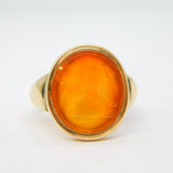 George III 12ct Yellow Gold Heraldic Intaglio Seal Signet Ring Antique c1780