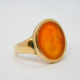 George III 12ct Yellow Gold Heraldic Intaglio Seal Signet Ring Antique c1780