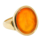 George III 12ct Yellow Gold Heraldic Intaglio Seal Signet Ring Antique c1780