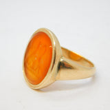 George III 12ct Yellow Gold Heraldic Intaglio Seal Signet Ring Antique c1780