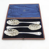 George I Boxed Sterling Silver Dessert Serving Spoon Set Antique 1724 London
