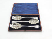 George I Boxed Sterling Silver Dessert Serving Spoon Set Antique 1724 London