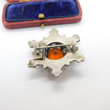 Victorian Scottish Sterling Silver Star Form Brooch Agate, Bloodstone c1860