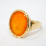 George III 12ct Yellow Gold Heraldic Intaglio Seal Signet Ring Antique c1780