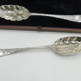 George I Boxed Sterling Silver Dessert Serving Spoon Set Antique 1724 London