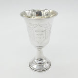 German 800 Grade Silver Jewish Kiddush Cup Hebrew Engraving Antique c1920