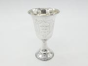 German 800 Grade Silver Jewish Kiddush Cup Hebrew Engraving Antique c1920