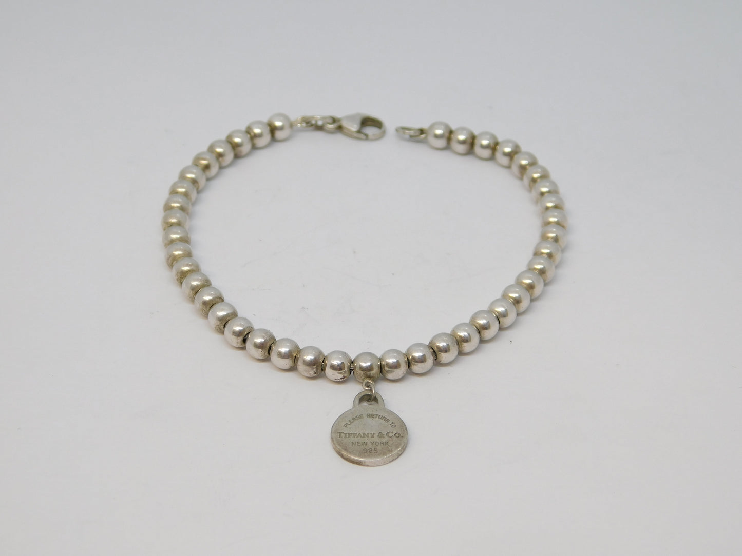 Tiffany & Co. Sterling Silver Beaded Bracelet with Tag Vintage c2000 16.5cm