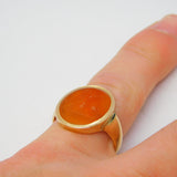 George III 12ct Yellow Gold Heraldic Intaglio Seal Signet Ring Antique c1780
