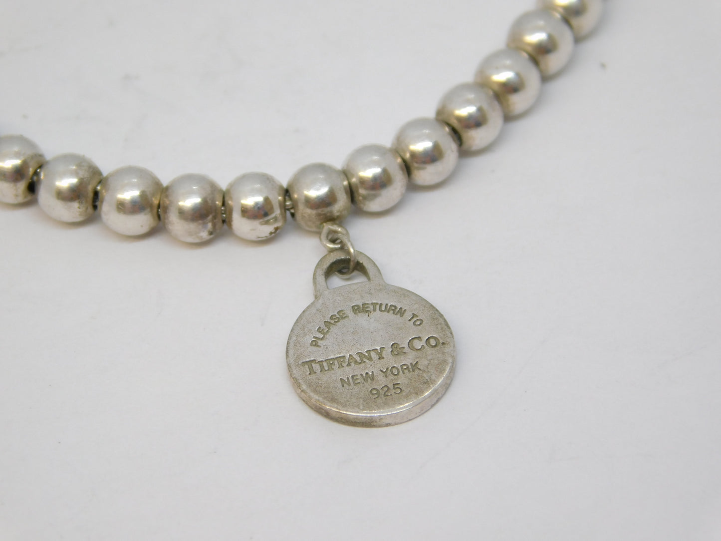 Tiffany & Co. Sterling Silver Beaded Bracelet with Tag Vintage c2000 16.5cm