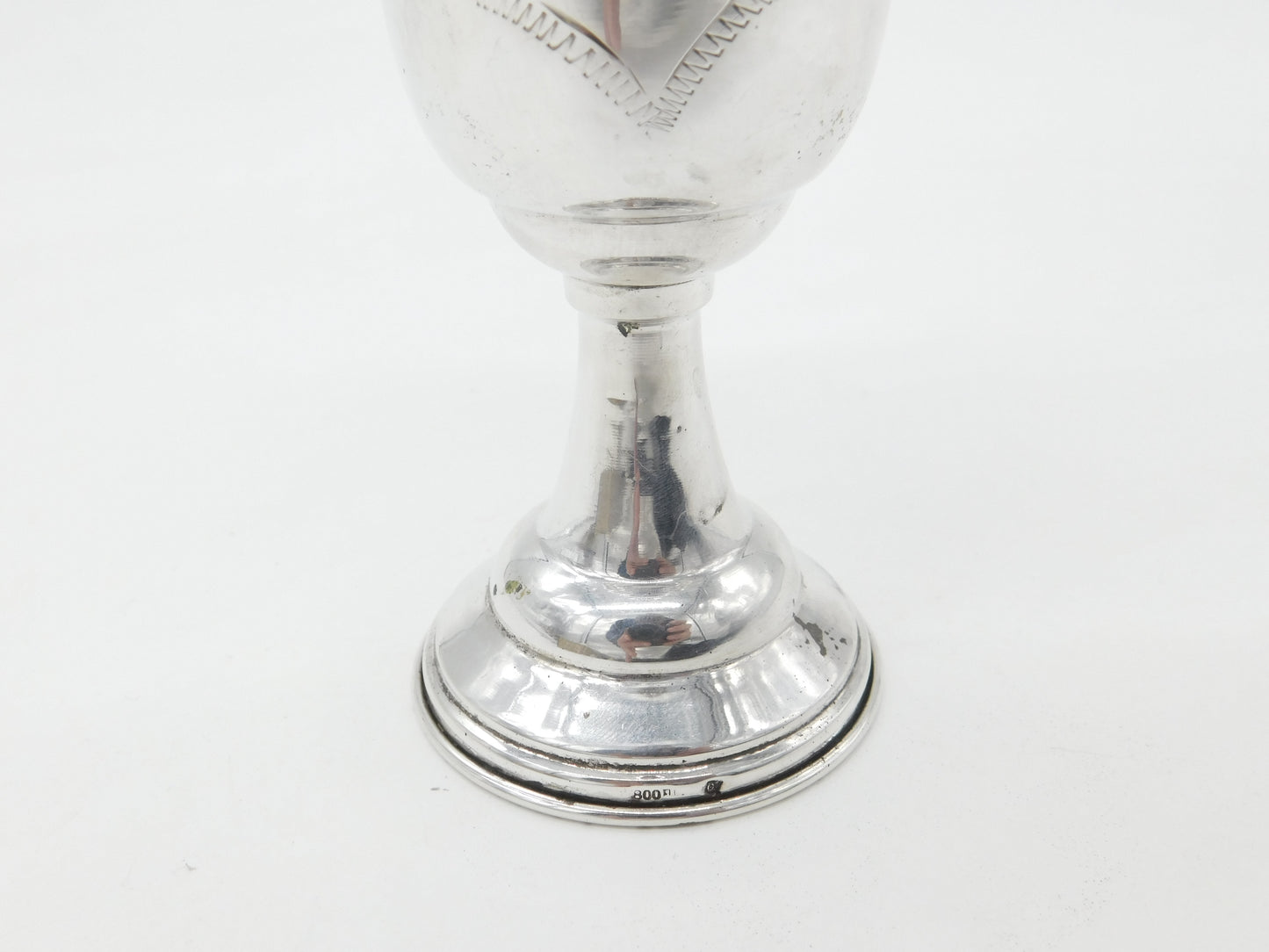 German 800 Grade Silver Jewish Kiddush Cup Hebrew Engraving Antique c1920