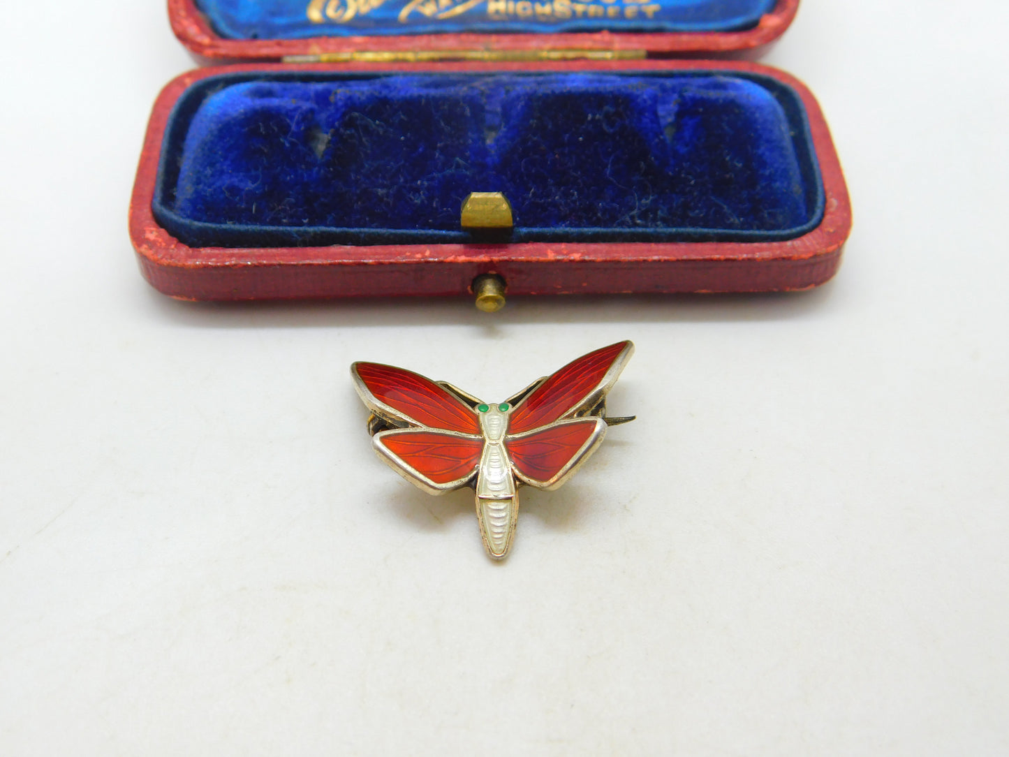 Norwegian Sterling Silver & Enamel Butterfly Dragonfly Brooch Mid-Century c1950