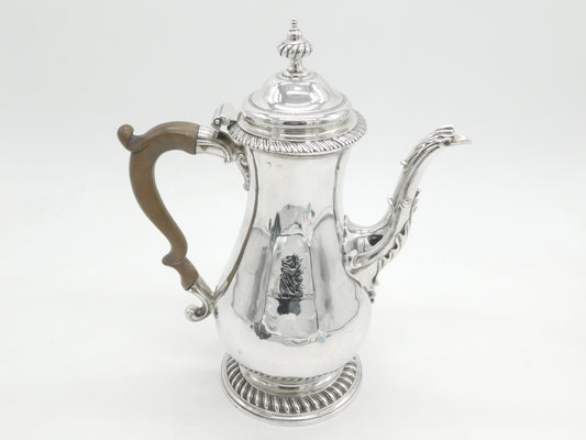 George III Sterling Silver Baluster Coffee Pot Lion Crest Antique 1764 London