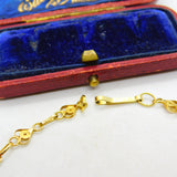 18ct Yellow Gold Heart Panel Filigree Form Sea Glass Set Panel Bracelet Antique