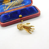 9ct Yellow Gold Figa Hand with Ring Charm Pendant 1979 London Vintage