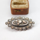 Victorian 9ct Gold & Sterling Silver Floral Sweetheart Brooch 1892 Birmingham
