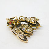 Victorian Sterling Silver Gilt, Paste, Citrine, Garnet Fly Bug Pendant Antique