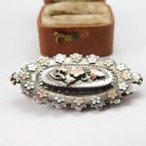 Victorian 9ct Gold & Sterling Silver Floral Sweetheart Brooch 1892 Birmingham