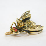 Victorian Sterling Silver Gilt, Paste, Citrine, Garnet Fly Bug Pendant Antique