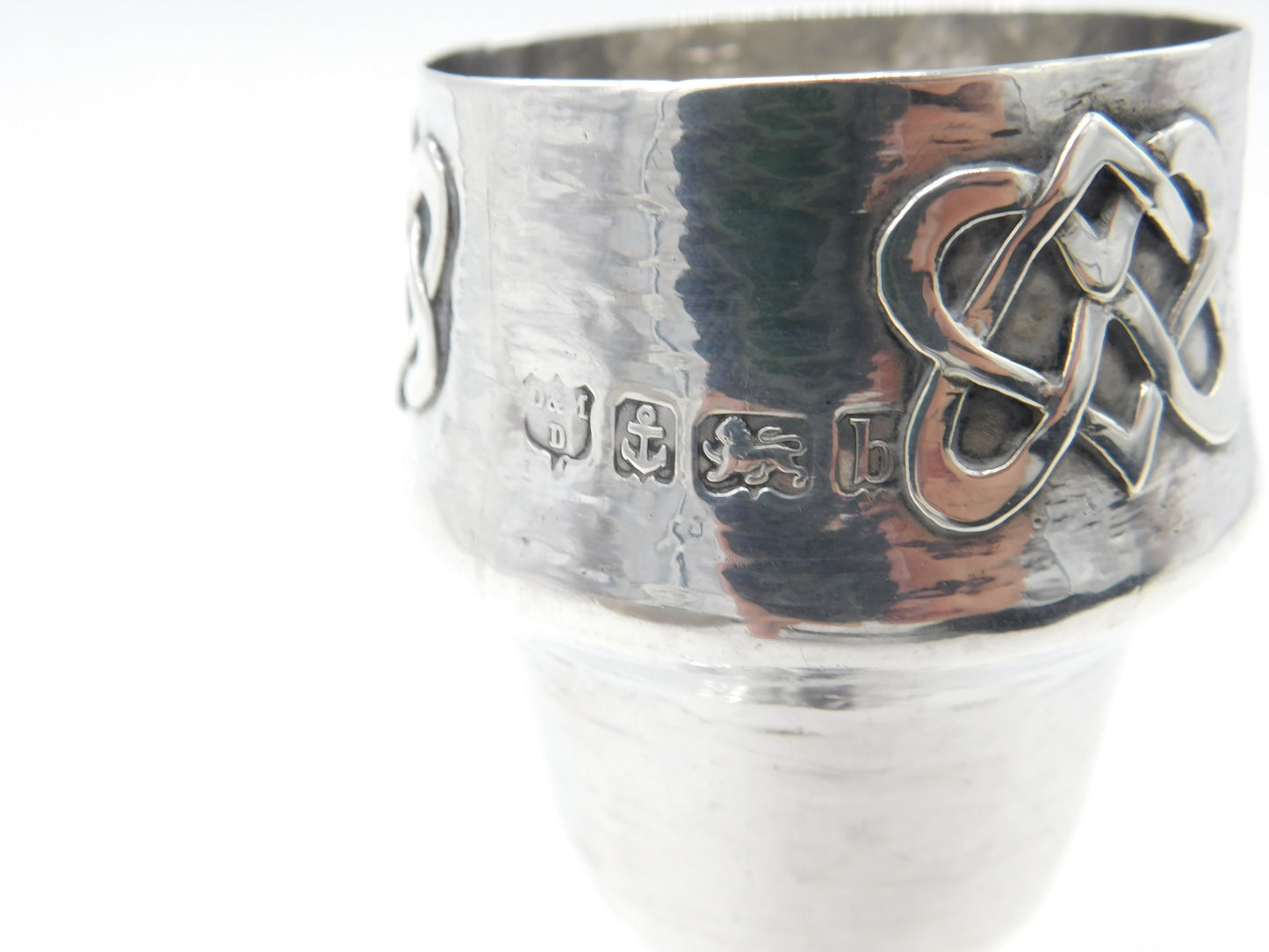 Arts & Crafts Victorian Sterling Silver Planished Celtic Pattern Posy Vase 1901