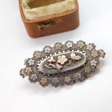 Victorian 9ct Gold & Sterling Silver Floral Sweetheart Brooch 1892 Birmingham