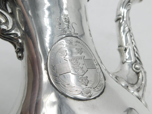 George II Sterling Silver Baluster Lion Crest Coffee Pot Antique 1759 London