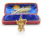 Nuvo 9ct Yellow Gold & Citrine Set Teapot Charm or Pendant 1971 Birmingham