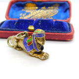 Egyptian Gold on Sterling Silver & Enamel Sphinz Propelling Pencil Pendant c1920