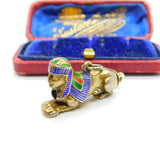 Egyptian Gold on Sterling Silver & Enamel Sphinz Propelling Pencil Pendant c1920
