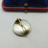 Sterling Silver, Enamel & Mother Of Pearl Button Brooch Antique 1911 Birmingham