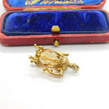 Nuvo 9ct Yellow Gold & Citrine Set Teapot Charm or Pendant 1971 Birmingham