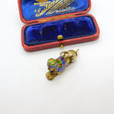 Egyptian Gold on Sterling Silver & Enamel Sphinz Propelling Pencil Pendant c1920