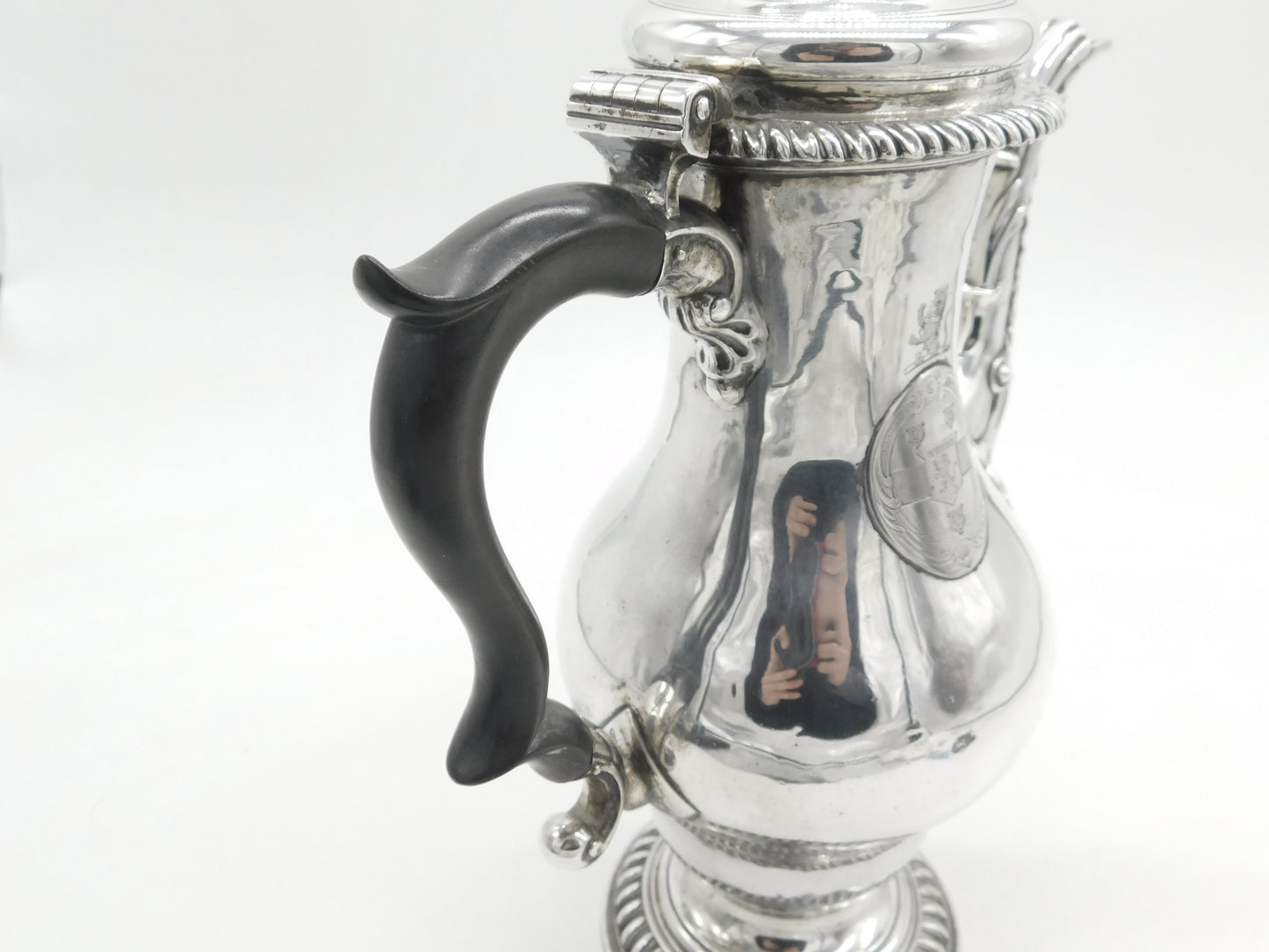 George II Sterling Silver Baluster Lion Crest Coffee Pot Antique 1759 London