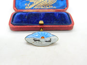 Aksel Holmsen Sterling Silver & Enamel Reindeer Sled Brooch Antique c1930 Deco
