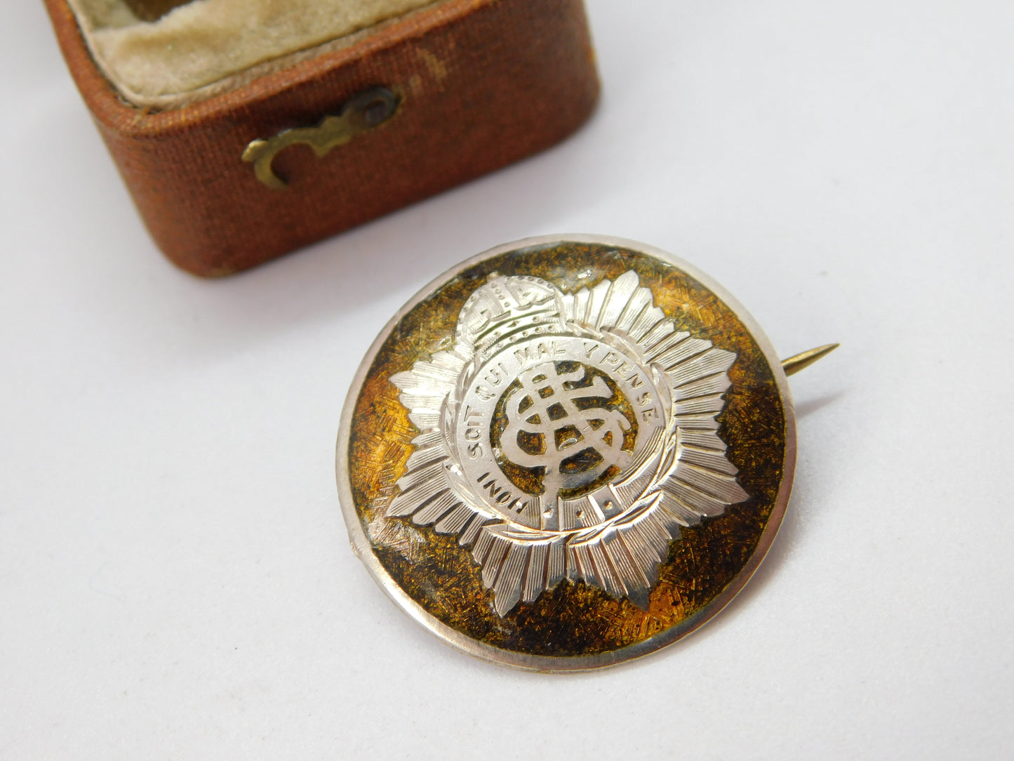 WWII-era Sterling Silver & Enamel Royal Army Service Corps Brooch c1940 Antique