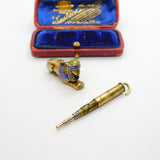 Egyptian Gold on Sterling Silver & Enamel Sphinz Propelling Pencil Pendant c1920
