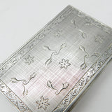 Italian .800 Grade Silver Floral Pattern Book Mirror Compact Antique c1940