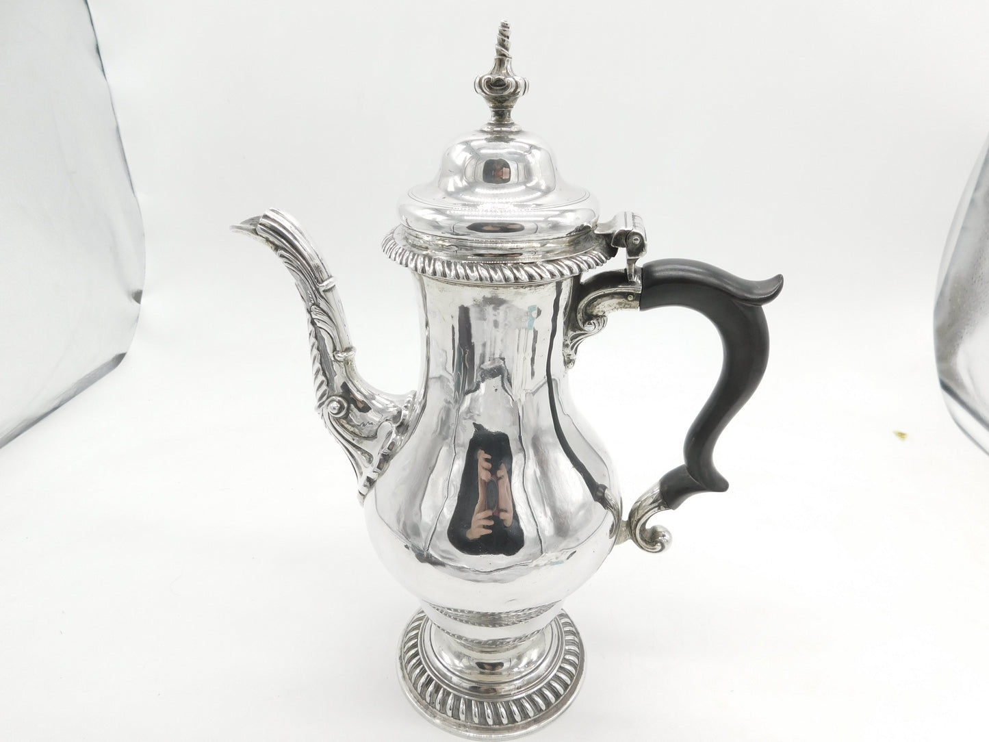 George II Sterling Silver Baluster Lion Crest Coffee Pot Antique 1759 London