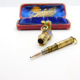 Egyptian Gold on Sterling Silver & Enamel Sphinz Propelling Pencil Pendant c1920