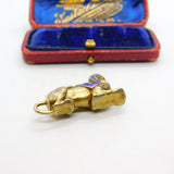 Egyptian Gold on Sterling Silver & Enamel Sphinz Propelling Pencil Pendant c1920