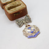 WWII-era Sterling Silver Enamel Royal Navy Sweetheart Brooch c1940 Antique