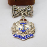 WWII-era Sterling Silver Enamel Royal Navy Sweetheart Brooch c1940 Antique
