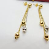 9ct Yellow & White Gold Modernist Ball Drop Stud Earrings Vintage c1980