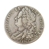 King George II Silver 'Lima' Shilling Coin Antique 1745 Very Fine Condition