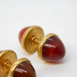 Victorian Pair of 9ct Gold & Sugar Loaf Carnelian Agate Cufflinks Antique c1860